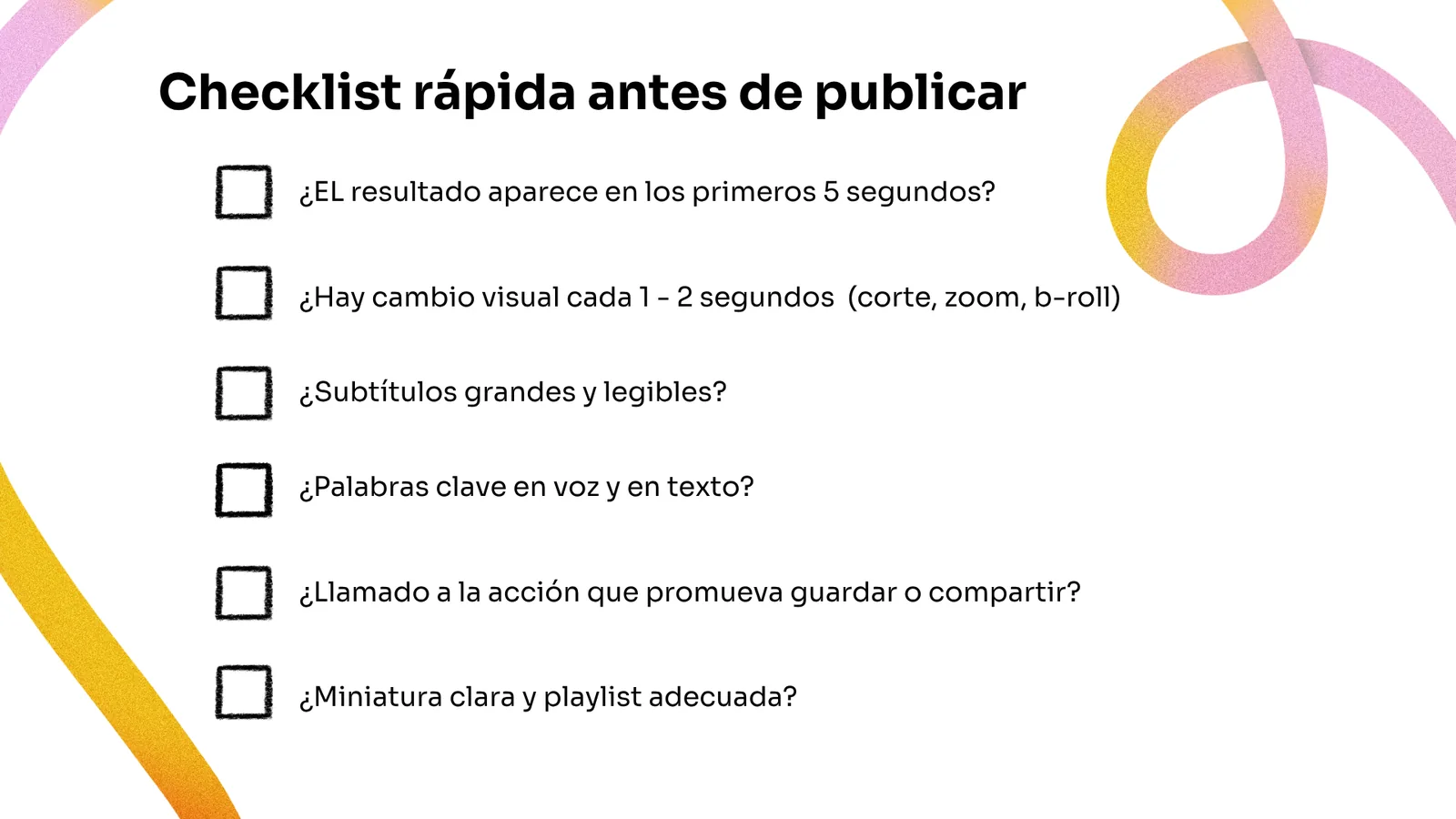 Checklist rápida antes de publicar